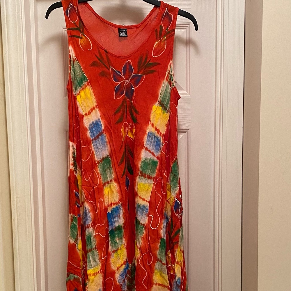 ZURY Asymmetrical Handkerchief Hem Dress Rayon Free Sz Sleeveless Vacation Boho